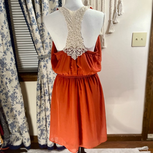 Orange Chiffon Ruffle Dress - Picture 2 of 2